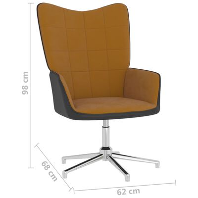 vidaXL Cadeira de descanso PVC e veludo castanho