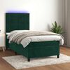 vidaXL Cama box spring c/ colch&atilde;o/LED 80x200 cm veludo verde-escuro