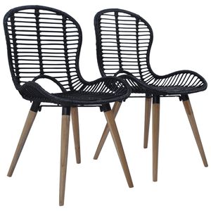 vidaXL Cadeiras de jantar 2 pcs vime genu&iacute;no preto