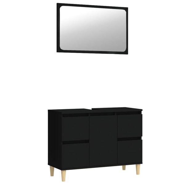 vidaXL 2 pcs conjunto m&oacute;veis casa de banho derivados de madeira preto