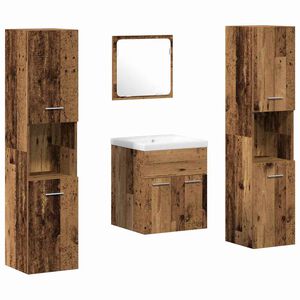 vidaXL Conjunto de M&oacute;veis para Banheiro com porta 4 pcs Madeira antiga