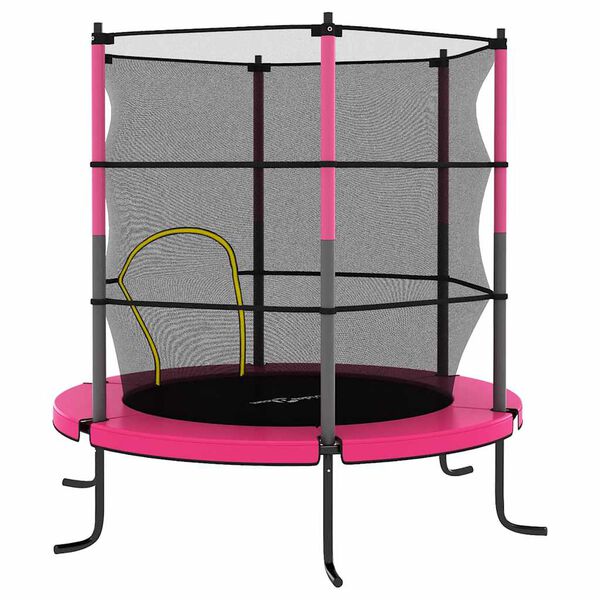 vidaXL Trampolim com rede de segurança redondo 140x160 cm rosa
