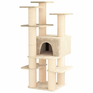 vidaXL &Aacute;rvore para gatos com postes de sisal Creme 161 cm