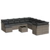 vidaXL 12 pcs conjunto de sof&aacute;s jardim c/ almofad&otilde;es vime PE cinzento