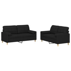 vidaXL 2 pcs conjunto de sof&aacute;s com almofadas tecido preto