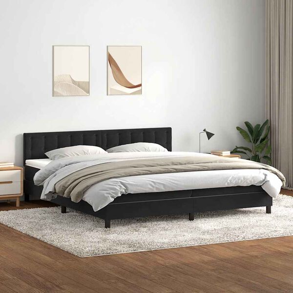 vidaXL Cama com molas colch&atilde;o 200x210 cm veludo preto
