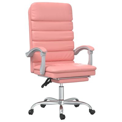vidaXL Cadeira escritório massagens reclinável couro artificial rosa