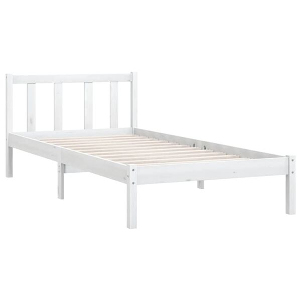 vidaXL Estrutura de cama 100x200 cm madeira pinho maci&ccedil;o branco