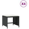vidaXL Bancos de jardim com almofad&otilde;es 4 pcs 40x40x35 cm vime PE preto
