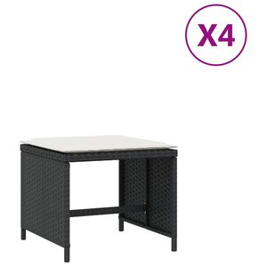 vidaXL Bancos de jardim com almofad&otilde;es 4 pcs 40x40x35 cm vime PE preto