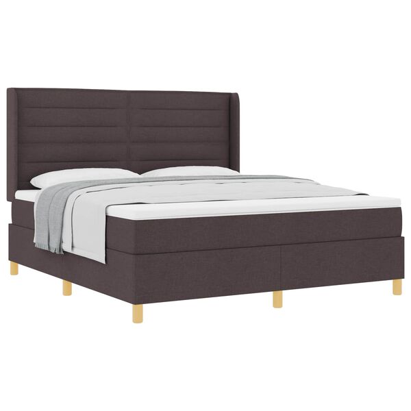 vidaXL Cama Box com colch&atilde;o Marrom Escuro 180 x 200 cm tecido