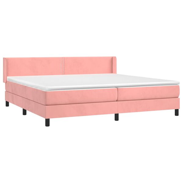 vidaXL Cama com molas/colch&atilde;o 200x200 cm veludo rosa