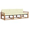 vidaXL Conjunto de Sof&aacute;s para Exterior 3 pcs Natural e Creme
