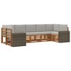 vidaXL Conjunto de Sof&aacute; Sectional 7 pcs Natural e Cinzento-Claro