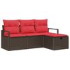 vidaXL Conjunto de Sof&aacute;s 4 unid. 4-N&uacute;mero de lugares Marrom e Vermelho