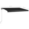 vidaXL Toldo retrátil manual c/ LED 450x300 cm antracite