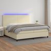 vidaXL Cama box spring c/ colch&atilde;o/LED 200x200cm couro artificial creme