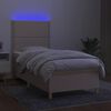 vidaXL Cama box spring c/ colch&atilde;o e LED 90x190 cm tecido cor creme