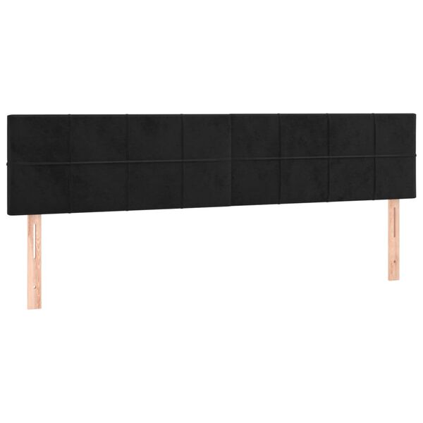 vidaXL Cabeceira de cama c/ luzes LED veludo 160x5x78/88 cm preto