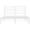 vidaXL Estrutura de cama com cabeceira 135x190 cm metal branco