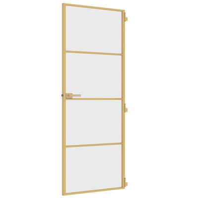 vidaXL Porta interior 76x201,5 cm vidro temperado e alumínio dourado