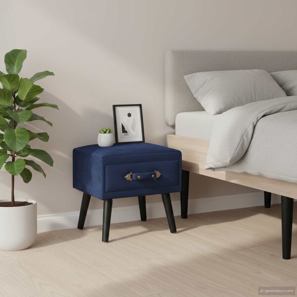 vidaXL Mesas-de-cabeceira 2 pcs 40x35x40 cm veludo azul