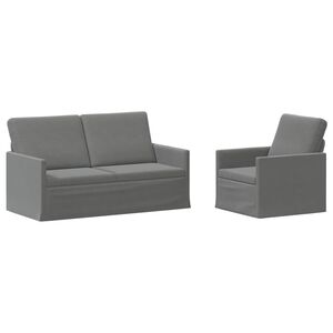 vidaXL Conjunto de Sof&aacute;s 2 pcs Cinzento-Escuro Veludo (V)