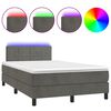 vidaXL Cama box spring colch&atilde;o LED 120x190cm couro artif. cinza-escuro