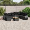 vidaXL 9 pcs conjunto de sof&aacute;s p/ jardim c/ almofad&otilde;es vime PE preto