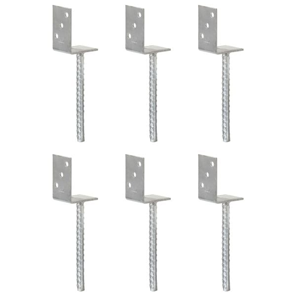 vidaXL &Acirc;ncoras de veda&ccedil;&atilde;o 6 pcs 8x6x30 cm a&ccedil;o galvanizado prateado
