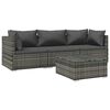 vidaXL 4 pcs conjunto lounge de jardim c/ almofad&otilde;es vime PE cinzento