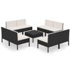 vidaXL 9 pcs conjunto lounge de jardim c/ almofad&otilde;es vime PE preto