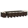 vidaXL 17 pcs conjunto jantar p/ jardim c/ almofad&otilde;es vime PE castanho