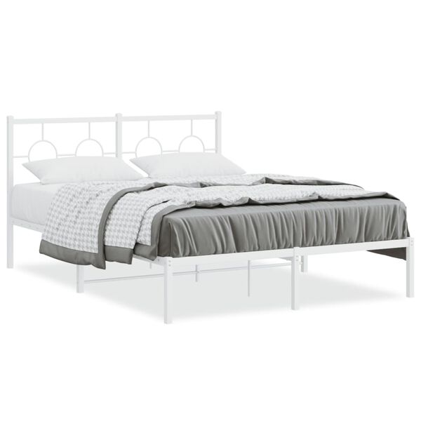 vidaXL Estrutura de cama com cabeceira 140x200 cm metal branco