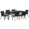 vidaXL Conjunto de Jantar para Jardim 7 pcs Preto e Cinza Rattan de PE