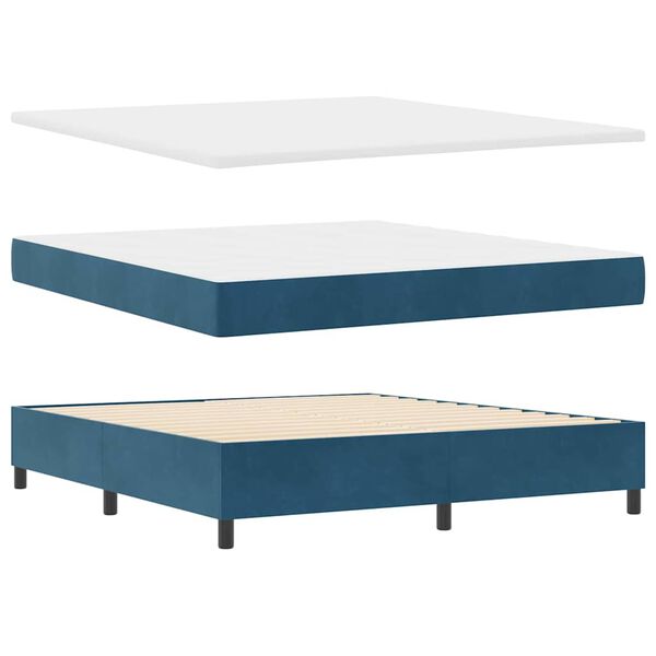 vidaXL Cama Box com colch&atilde;o Azul escuro 180 x 200 cm Veludo