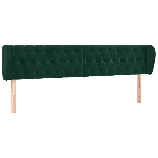 vidaXL Cabeceira de cama c/ abas veludo 203x23x78/88cm verde-escuro