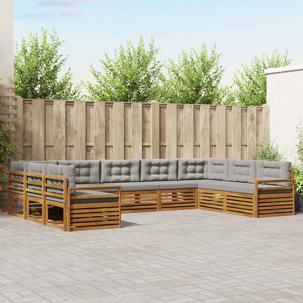 vidaXL Conjuntos de sof&aacute;s com almofada 9 pcs Cinza Natural e Claro