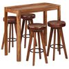 vidaXL Conjunto de bar 5 pcs 115x56x107 cm madeira maciça