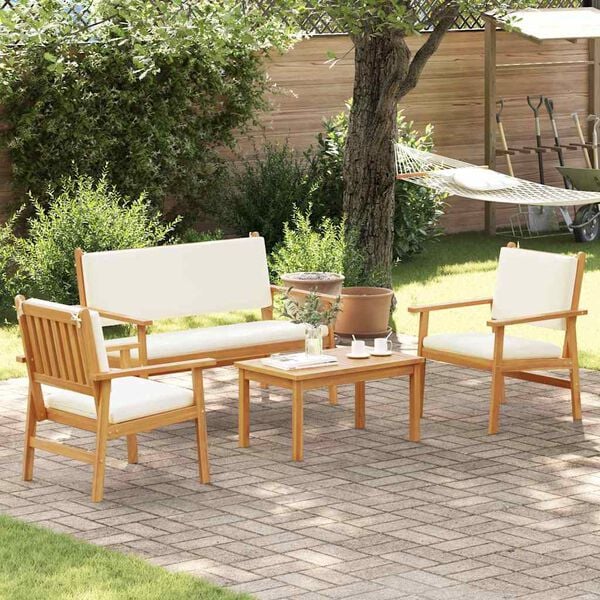 vidaXL Conjunto de Sof&aacute; de Jardim 4 pcs Castanho 120 x 65,5 x 79 cm