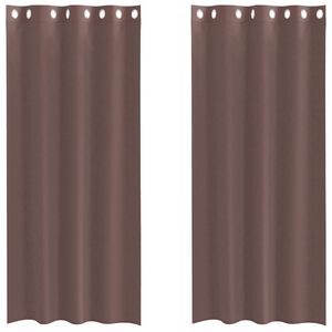 vidaXL Cortinas de voile com ilh&oacute;s 2 pcs castanho 140x245 cm