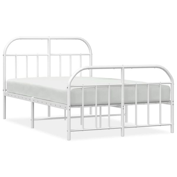 vidaXL Estrutura de cama com cabeceira e p&eacute;s 120x200 cm metal branco