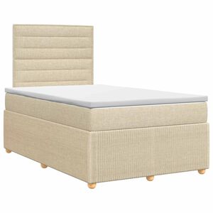 vidaXL Cama box spring com colch&atilde;o Creme 120 x 190 cm Tecido