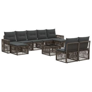 vidaXL Conjunto de Sof&aacute; de Jardim 10 unid. Cinza e Cinza Escuro