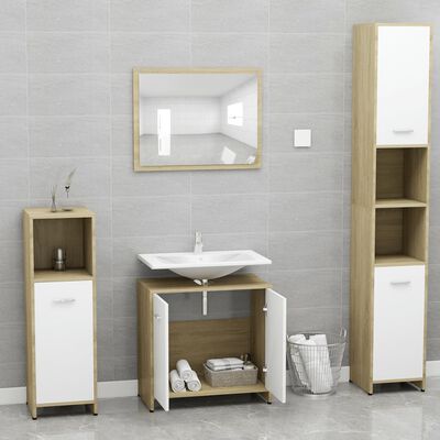 vidaXL Conjunto móveis casa de banho branco/carv. sonoma