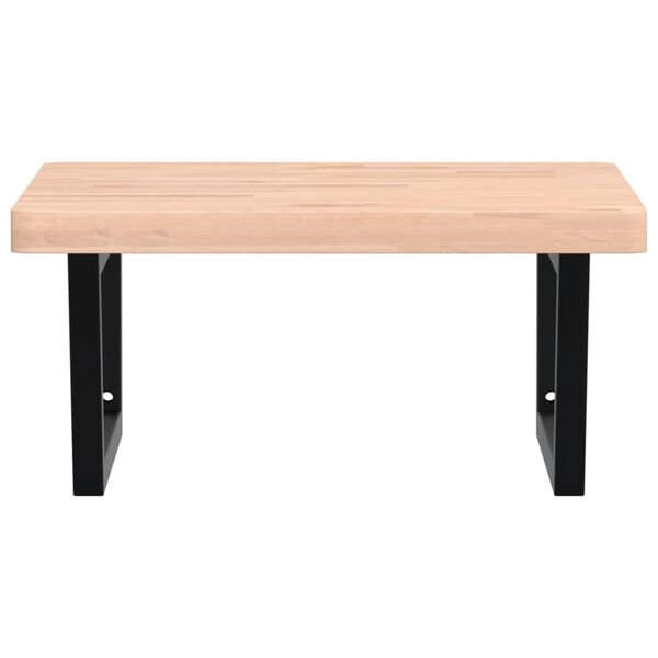 vidaXL Prateleira de parede p/ lavat&oacute;rio a&ccedil;o/madeira de faia maci&ccedil;a