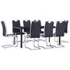 vidaXL 9 pcs conjunto de jantar couro artificial preto