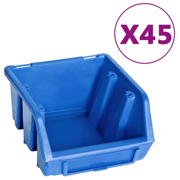 vidaXL 48 pcs Kit caixas arruma&ccedil;&atilde;o com pain&eacute;is de parede azul e preto