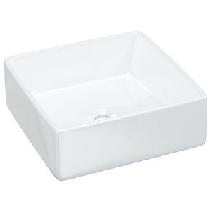 vidaXL Lavat&oacute;rio quadrado 37x37x13 cm cer&acirc;mica branco