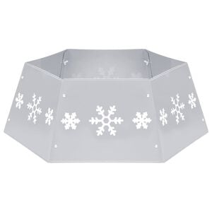 vidaXL Saia para &aacute;rvore de Natal &Oslash;68x25 cm prateado e branco
